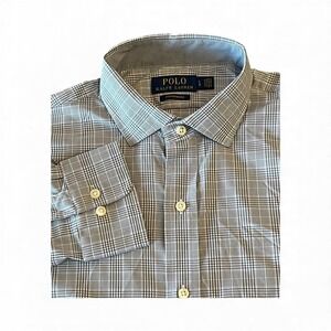 Polo Ralph Lauren PERFORMANCE Long Sleeve Button Up Shirt Mens Large Gray Purple